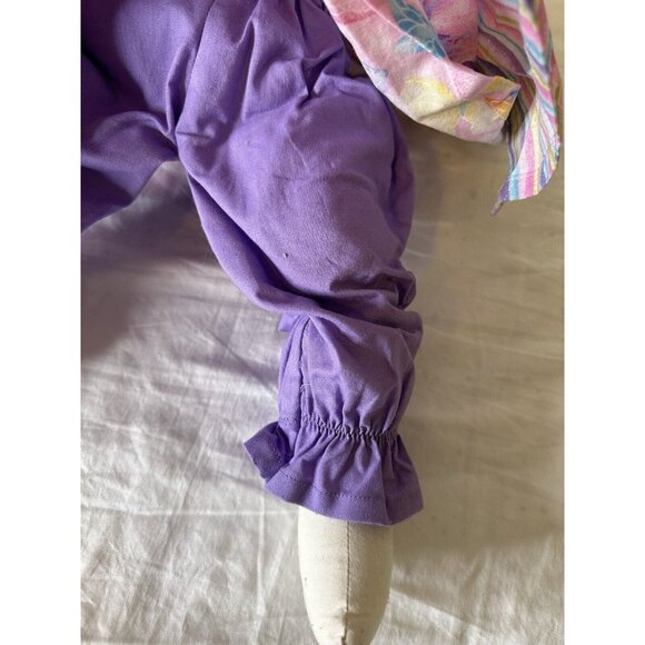 Vtg 80s Folk Art Hand Made Easter Bunny Rabbit Plush Doll Whimsical Dress Apron - Picture 4 of 11